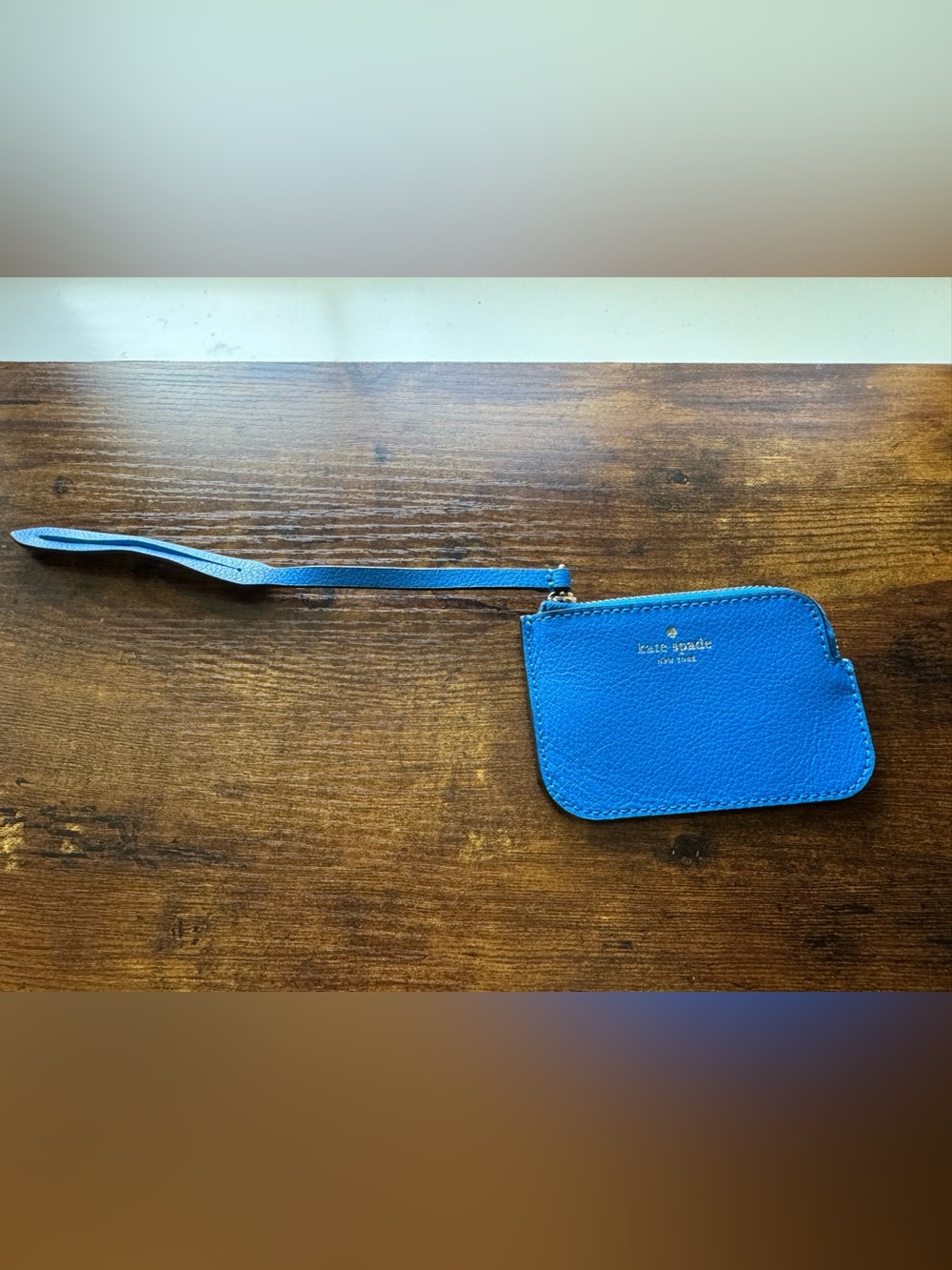 Kate Spade Blue Pebble Leather Wristlet Coin Purse Wallet